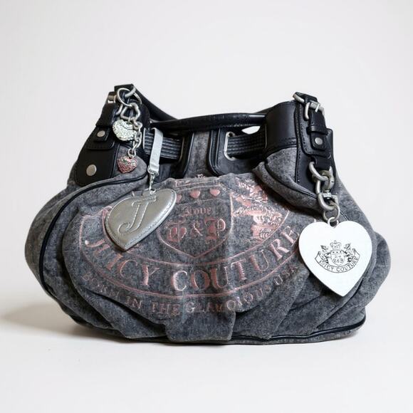 Juicy Couture Daydreamer Charcoal Velour Tote Vintage Y2K Collector Edition - Picture 5 of 9
